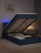 vidaXL Отоман с матрак и LED с LED ленти Синьо 120 x 190 cm Текстил