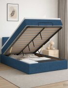 vidaXL Отоман с матрак и LED с LED ленти Синьо 120 x 190 cm Текстил