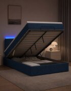 vidaXL Отоман с матрак и LED с LED ленти Синьо 120 x 200 cm Текстил
