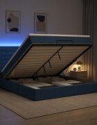 vidaXL Отоман с матрак и LED с LED ленти Синьо 180 x 200 cm Текстил