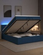 vidaXL Отоман с матрак и LED с LED ленти Синьо 200 x 200 cm Текстил