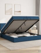 vidaXL Отоман с матрак и LED с LED ленти Синьо 200 x 200 cm Текстил