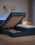 vidaXL Отоман с матрак и LED с LED ленти Синьо 200 x 200 cm Текстил