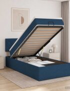 vidaXL Отоман с матрак и LED с LED ленти Синьо 80 x 200 cm Текстил