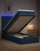 vidaXL Отоман с матрак и LED с LED ленти Синьо 80 x 200 cm Текстил