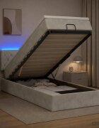 vidaXL Отоман с матрак и LED с LED ленти Светлосиво 80 x 200 cm Кадифе