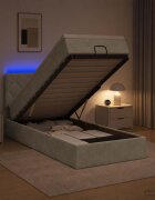 vidaXL Отоман с матрак и LED с LED ленти Светлосиво 80 x 200 cm Кадифе