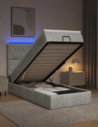 vidaXL Отоман с матрак и LED с LED ленти Светлосиво 80 x 200 cm Кадифе