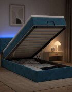 vidaXL Отоман с матрак и LED с LED ленти Тъмносиньо 90 x 200 cm Кадифе