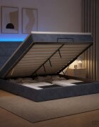 vidaXL Отоман с матрак и LED с LED ленти Тъмносиво 140 x 200 cm Кадифе