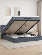 vidaXL Отоман с матрак и LED с LED ленти Тъмносиво 200 x 200 cm Кадифе