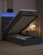 vidaXL Отоман с матрак и LED с LED ленти Тъмносиво 80 x 200 cm Кадифе