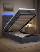 vidaXL Отоман с матрак и LED с LED ленти Тъмносиво 80 x 200 cm Кадифе