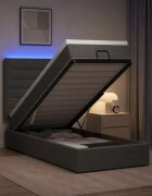 vidaXL Отоман с матрак и LED с LED ленти Тъмносиво 80 x 200 cm Текстил