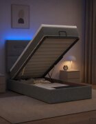 vidaXL Отоман с матрак и LED с LED ленти Тъмносиво 80 x 200 cm Текстил