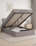 vidaXL Отоман с матрак и LED с LED ленти Таупе 120 x 190 cm Текстил
