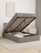 vidaXL Отоман с матрак и LED с LED ленти Таупе 120 x 190 cm Текстил