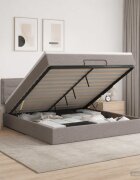 vidaXL Отоман с матрак и LED с LED ленти Таупе 140 x 190 cm Текстил