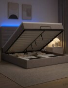 vidaXL Отоман с матрак и LED с LED ленти Таупе 140 x 190 cm Текстил