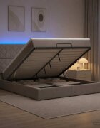vidaXL Отоман с матрак и LED с LED ленти Таупе 140 x 190 cm Текстил