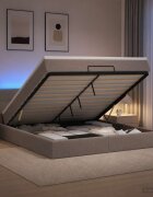 vidaXL Отоман с матрак и LED с LED ленти Таупе 180 x 200 cm Текстил