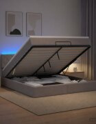 vidaXL Отоман с матрак и LED с LED ленти Таупе 180 x 200 cm Текстил