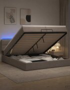 vidaXL Отоман с матрак и LED с LED ленти Таупе 200 x 200 cm Текстил