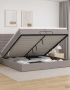 vidaXL Отоман с матрак и LED с LED ленти Таупе 200 x 200 cm Текстил