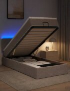vidaXL Отоман с матрак и LED с LED ленти Таупе 80 x 200 cm Текстил