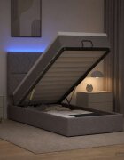 vidaXL Отоман с матрак и LED с LED ленти Таупе 80 x 200 cm Текстил