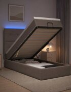vidaXL Отоман с матрак и LED с LED ленти Таупе 90 x 190 cm Текстил