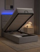 vidaXL Отоман с матрак и LED с таблото Светлосиво 100 x 200 cm Текстил