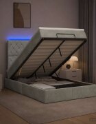 vidaXL Отоман с матрак и LED с таблото Светлосиво 120 x 200 cm Кадифе