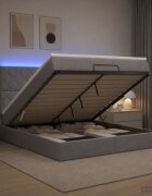 vidaXL Отоман с матрак и LED с таблото Светлосиво 140 x 190 cm Текстил