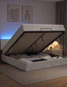 vidaXL Отоман с матрак и LED с таблото Светлосиво 160 x 200 cm Кадифе