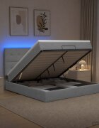 vidaXL Отоман с матрак и LED с таблото Светлосиво 180 x 200 cm Текстил