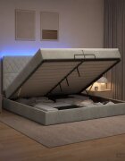 vidaXL Отоман с матрак и LED с таблото Светлосиво 200 x 200 cm Кадифе