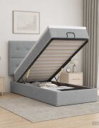 vidaXL Отоман с матрак и LED с таблото Светлосиво 80 x 200 cm Текстил