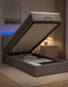 vidaXL Отоман с матрак и LED с таблото Светлосиво 90 x 190 cm Текстил