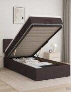 vidaXL Отоман с матрак и LED с таблото Тъмен кафяв 90 x 200 cm Текстил