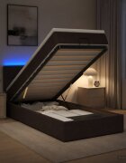 vidaXL Отоман с матрак и LED с таблото Тъмен кафяв 90 x 200 cm Текстил