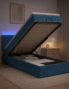 vidaXL Отоман с матрак и LED с таблото Тъмносиньо 100 x 200 cm Кадифе