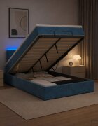 vidaXL Отоман с матрак и LED с таблото Тъмносиньо 120 x 200 cm Кадифе