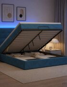 vidaXL Отоман с матрак и LED с таблото Тъмносиньо 160 x 200 cm Кадифе