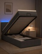 vidaXL Отоман с матрак и LED с таблото Тъмносиво 100 x 200 cm Текстил