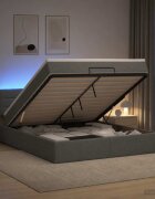 vidaXL Отоман с матрак и LED с таблото Тъмносиво 140 x 190 cm Текстил