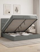 vidaXL Отоман с матрак и LED с таблото Тъмносиво 140 x 190 cm Текстил