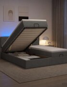 vidaXL Отоман с матрак и LED с таблото Тъмносиво 160 x 200 cm Текстил
