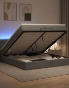 vidaXL Отоман с матрак и LED с таблото Тъмносиво 200 x 200 cm Текстил