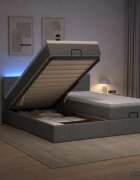 vidaXL Отоман с матрак и LED с таблото Тъмносиво 200 x 200 cm Текстил